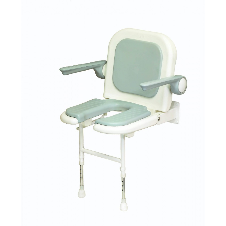 AKW 04260P Standard Fold Up Horseshoe Seat With Back and Arms Grey